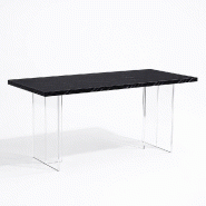 RATTATAN Table rectangulaire 160x80 cm avec plateau en mélaminé et pieds en acrylique transparent, design contemporain, pour salle à manger, bureau