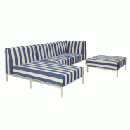 Salon de jardin bas modulable rayé 4 places bleu pacific - bleu aluminium 115886
