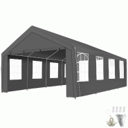 TecTake GmbH tectake Pavillon Mammut 8x4m avec système d'emboîtage, solide et étanche 800 x 400 x 310 cm Gris - gris multi-matériau 406769