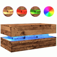 VidaXL Table basse avec lumières LED vieux bois 90x50x40 cm Modèle Unique Prestige - 857718
