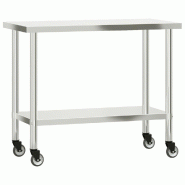 VidaXL Table de travail de cuisine avec roues 110x55x85 cm inox - 376467