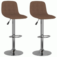 VidaXL Tabourets De Bar Lot De 2 Marron Tissu - 333948