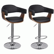 VidaXL Tabourets De Bar Lot De 2 Similicuir - noir 241052 VidaXL Tabourets De Bar Lot De 2 Similicuir - noir 241052