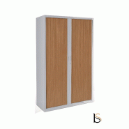 Armoire haute à portes rideaux tons bois- GAPSA - 80, Gris aluminium, Poirier 030_0