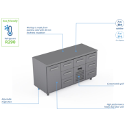 Comptoir réfrigéré en acier inoxydable - 1600 × 660 × 900 mm - CST-16-1303 Comptoir réfrigéré en acier inoxydable - 1600 × 660 × 900 mm - CST-16-1303