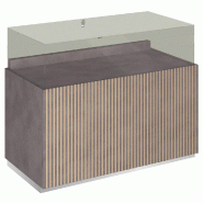 Comptoir T01 vitrine 4 Faces et MDF naturel+béton - 120x60x93cm