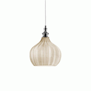 Gea Luce Suspension Cleofe S/11 Ocre - Structure En Métal Chromé Et Verre Ocre Transparent 1Xe27 Max 60W Ip20 - Gealuce - CLEOFE S/11 - OCRA