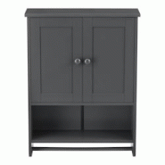 Helloshop26 - Armoire salle de bains meuble de rangement placard mural avec porte-serviettes 2 portes MDF 65 cm gris 03_0005926 - 3000697399781 Helloshop26 - Armoire salle de bains meuble de rangement placard mural avec porte-serviettes 2 portes MDF 65 cm gris 03_0005926 - 3000697399781