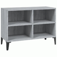 Helloshop26 - Meuble TV avec 4 compartiments moderne salon 69,5 x 30 x 50 cm en bois d'ingénierie gris 02_0048060 - gris métal 3000235085459