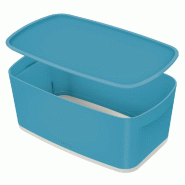 LEITZ Lot de 4 Boîte de rangement MyBox Cosy, 5 L, avec couvercle, coloris bleu - bleu 52630061