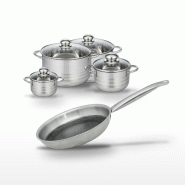 Lot 1 Poêle 28cm & 4 Faitouts 12/16/20/24cm Elo Relief Solution - gris 3176239942422