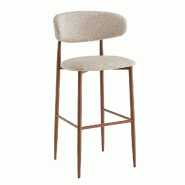 Lot de 2 tabourets de bar hortense greige, 105x49x55 cm, France mobilier chr - multicolore 3760326527830
