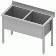 Plonge inox maxi 2 cuves profondes soudée 1300x600x900 h=400 - P931386130