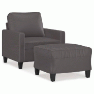 VidaXL Fauteuil avec repose-pied Gris 60 cm Similicuir Modèle Vega Executive Essence - 3201021