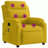 VidaXL Fauteuil de massage inclinable jaune velours Modèle Belmelora - 8721012202719