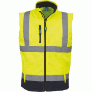 Bodywarmer softshell haute visibilité  jaune|marine T.L Yoko - L polyester 6933883200448