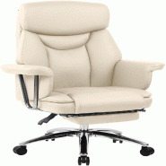 CLP Chaise de Bureau Dahra Cuir Véritable Crème - beige cuir 314169