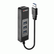 Concentrateur USB 3.1 et adaptateur Ethernet Gigabit Lindy 43176 - 43176_0