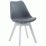 Décoshop26 - Chaise de salle à manger x1 design scandinave en PVC et plastique gris et piètement à 4 pieds en bois blanc 10_0003306 - blanc 30002 Décoshop26 - Chaise de salle à manger x1 design scandinave en PVC et plastique gris et piètement à 4 pieds en bois blanc 10_0003306 - blanc 30002