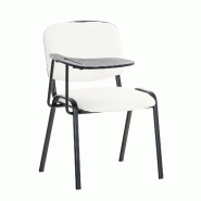 Décoshop26 - Chaise visiteur avec petite table rabattable pupitre en synthétique blanc support métal noir BUR10651 - blanc métal 3000416269609 Décoshop26 - Chaise visiteur avec petite table rabattable pupitre en synthétique blanc support métal noir BUR10651 - blanc métal 3000416269609