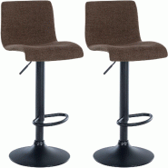 Décoshop26 - Lot de 2 tabourets de bar design simple avec repose-pieds en tissu marron pieds en métal noir 10_0004050 - marron métal 3000251909562