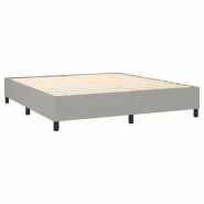 Décoshop26 - Sommier à lattes sur pieds cadre de lit 180x200 cm tissu gris clair TDL0207181 - gris 3001170688002