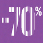 Étiquettes adhésives carrées - 70% Soldes Gencod violet 3,3x3,3cm - Boîte distributrice de 500