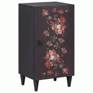 Helloshop26 - Armoire de rangement moderne avec porte motif floral 40 x 33,5 x 75 cm en bois de mangue multicolore 02_0057864 - Bois massif 3000240268
