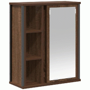 Helloshop26 - Armoire murale de salle de bain miroir 50 x 21 x 60 cm rangement pratique style moderne en bois d'ingénierie chêne 02_0051781 - Bois m