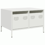 Helloshop26 - Meuble TV industriel design avec rangement 68 x 50 x 43 cm en acier laminé à froid blanc 02_0049733 - blanc acier 3000235987050