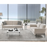 HUDSON OLTA 2 CANAPÉ FIXE BLANC CASSÉ BEIGE AVEC PIÈTEMENT EN ACIER - MEDIUM