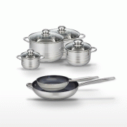 Lot de 2 Poêles 24/32cm et 4 Faitouts 12/16/20/24cm Elo Profi Therm Platinum - gris inox 3176239970289