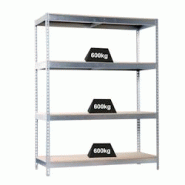 PROREGAL Étagère pour charges lourdes WOOD BEAST FOUR | HxLxP 200x180x60cm | 4 niveaux | Charge du compartiment 600kg | Galvanisé - argenté métal PROREGAL Étagère pour charges lourdes WOOD BEAST FOUR | HxLxP 200x180x60cm | 4 niveaux | Charge du compartiment 600kg | Galvanisé - argenté métal