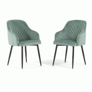 RATTATAN Lot de 2 chaises en velours d’intérieur, dossier haut, pieds en métal, idéales pour cuisine, salle à manger,restaurant – Vert menthe/ RATTATAN Lot de 2 chaises en velours d’intérieur, dossier haut, pieds en métal, idéales pour cuisine, salle à manger,restaurant – Vert menthe/