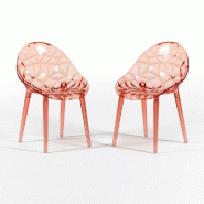 RATTATAN Set de 2 chaises en polycarbonate transparent, résistantes, ergonomiques, pour bar, restaurant, cuisine, jardin, design moderne - Diamante -