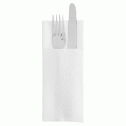Serviette étui kangourou 2 couverts Airlaid 33X40 cm blanc - par 50