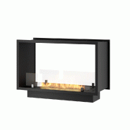 SOLOLED Cheminée bioéthanol 2Side 800 Slim encastrable à deux façades - Noir mat, avec vitre, brûleur 1 L, design moderne - noir 0803173016836