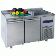 Table réfrigérée inox 2 portes avec évier à droite et dosseret temp... - PMRGF150/FN