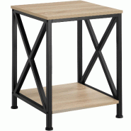 Tectake Table d’appoint CARLTON 40,5x40,5x52,5cm - Bois clair industriel, Chêne Sonoma - 404359 - marron Bois massif 404359
