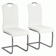 VidaXL Chaises à manger cantilever lot de 2 blanc similicuir Modèle Jervélis - 246195