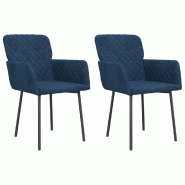 VidaXL Chaises à manger lot de 2 Bleu Velours Modèle Servonia - 344778