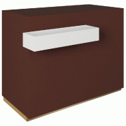 Comptoir 120x60x93,8cm/reposac 70x20xH12cm lie de vin - 2tir.2tabl. - lie de vin