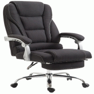 Décoshop26 - Fauteuil de bureau sur roulettes avec repose-pieds et hauteur ajustable pivotant en tissu noir 10_0002588 - noir 3000251099874