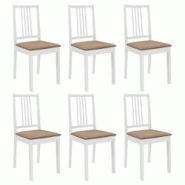Décoshop26 - Lot de 6 chaises de salle à manger cuisineà dîner avec coussins blanc bois solide CDS022953 - blanc 3000032481539 Décoshop26 - Lot de 6 chaises de salle à manger cuisineà dîner avec coussins blanc bois solide CDS022953 - blanc 3000032481539