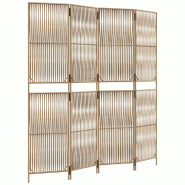 Décoshop26 - Paravent séparateur de pièce cloison 4 panneaux en résine tressée beige et acier DEC030830 - beige 3000258143341