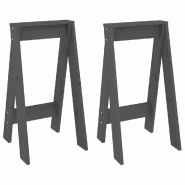Décoshop26 - Set de 2 tabourets de bar assise de comptoir cuisine 40 x 40 x 75 cm en bois massif de pin gris DEC026381 - gris Bois massif 30002557840