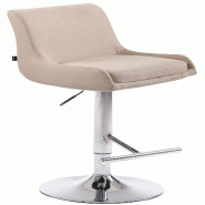 Décoshop26 - Tabouret de bar avec repose-pied design moderne en tissu crème pieds en métal aspect chromé TDB10460 - beige métal 3000453269600