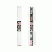 Helloshop26 - Armoire de salle de bain haute étroite 20 x 20 x 179 cm organiseur avec étagères réglables en MDF blanc 20_0010283 - 3000226093838