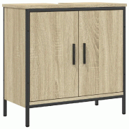 Helloshop26 - Armoire lavabo salle de bain design moderne 60 x 30 x 60 cm rangement efficace en bois d'ingénierie chêne sonoma 02_0049443 - Bois mas