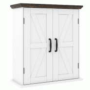 Helloshop26 - Armoire murale salle de bain 53,5 x 22,5 x 60 cm rangement flexible style rustique en mdf blanc 20_0018757 - 3000232585686